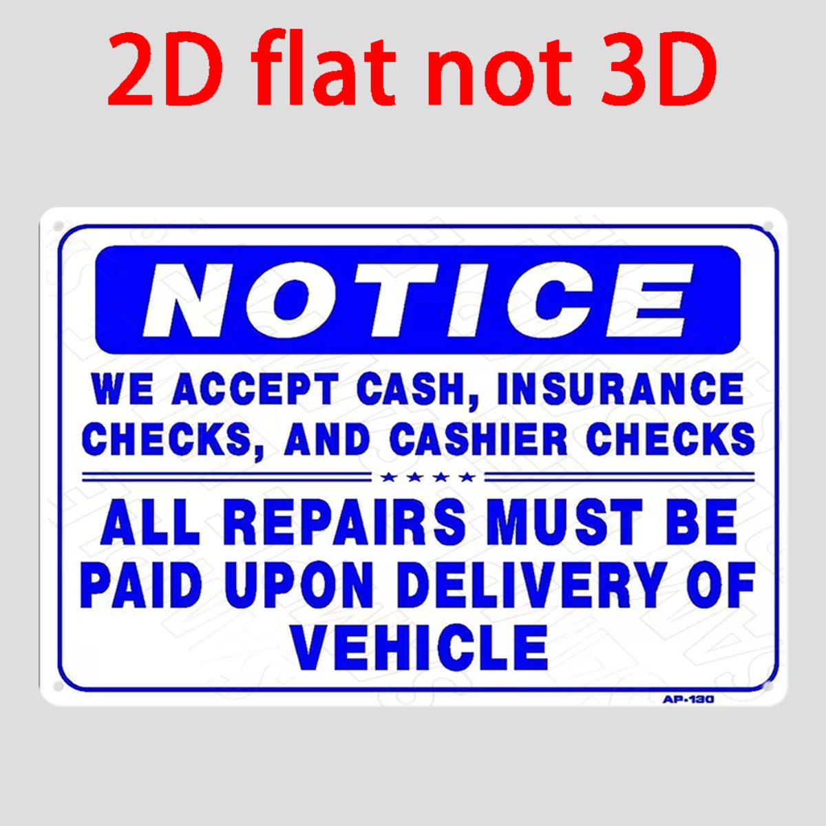 Auto Repair Shop Insurance - ป้ายโลหะติดผนังแบบแบน 2 มิติ ไม่ใช่แบบ 3 มิติ,
