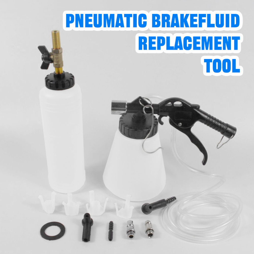 Brake Bleeder Kit - ชุดอุปกรณ์ไล่น้ำมันเบรกแบบสองถัง 1 ลิตร เครื่องเปลี่ยนถ่ายน้ำมันระบบลม พร้อมขวดดูดและเติมน้ำมัน สำหรับซ่อมเบรกยานยนต์