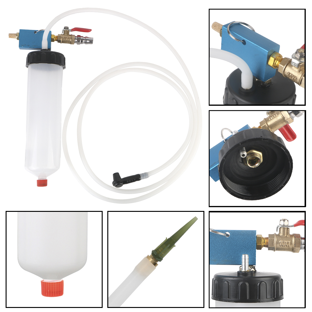 Brake Bleeder Kit - เครื่องมือดูดและไล่ลมน้ำมันเบรกอัตโนมัติ ปั๊มเปลี่ยนถ่ายน้ำมันคลัตช์ไฮดรอลิก สำหรับรถยนต์และมอเตอร์ไซค์ ชุดอุปกรณ์ไล่น้ำมันเปล่า